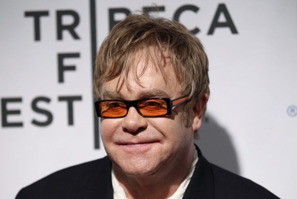 File picture shows Elton John attending the opening night premiere of "The Union" during annual Tribeca Film Festival in New York