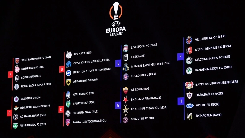 Europa League: Οι αντίπαλοι των ελληνικών ομάδων και οι υπόλοιποι όμιλοι