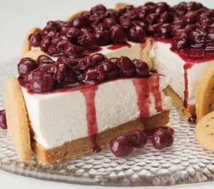 Cheese Cake με βύσσινο και βιολογικές μπουκίτσες βρώμης ντουρουντούς