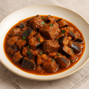 Μοσχάρι κατσαρόλας με μελιτζάνες