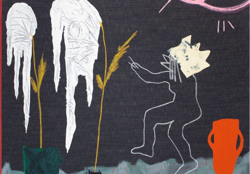 Flower-Picker_2024_acrylics-oilpastel-pencil-spray-paint-textiles-and-bleach-on-denim_-150x180_web2-1080x902