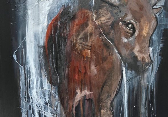 Χριστίνα Κατεργιαννάκη, Εκεί που ματώνει ο παράδεισος, 120x100cm, Λάδια σε καμβά