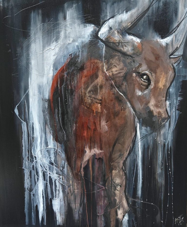 Χριστίνα Κατεργιαννάκη, Εκεί που ματώνει ο παράδεισος, 120x100cm, Λάδια σε καμβά